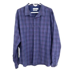 Calvin Klein Purple Plaid Button Down Shirt Size XXL